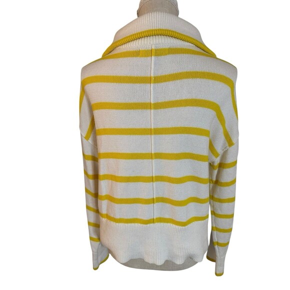 BANANA REPUBLIC Yellow Striped Oversized Half Zip Sweater Size Small Preppy - Picture 3 of 7